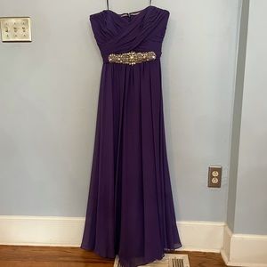 Badgley Mischka Strapless Purple Dress Size 14